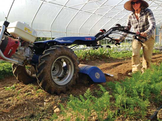 Some two-wheel walk-behind tractors like this are able to handle multiple rear attachments, just like a four-wheel tractor. Purchasing price will obviously reflect that versatility.